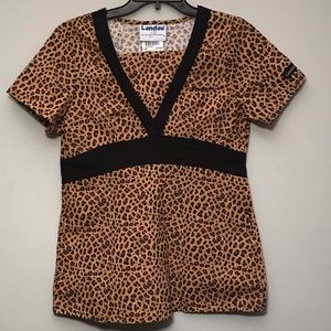 Landau Leopard Print Scrub Top